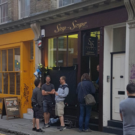 Mr Eazi Apple Music filming at Strap and Scraper London Barbershop, Shoreditch